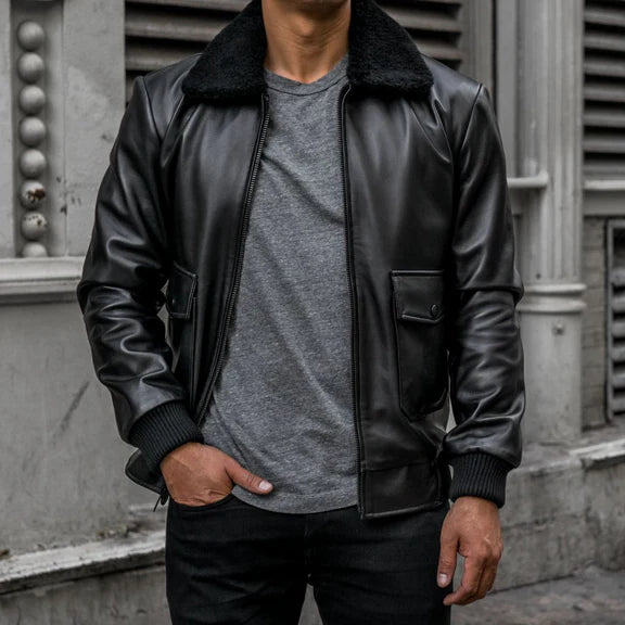 Black Lambskin best pure Leather Jacket fur leather jacket