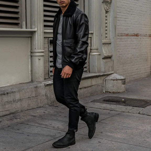 Black Lambskin best pure Leather Jacket fur leather jacket