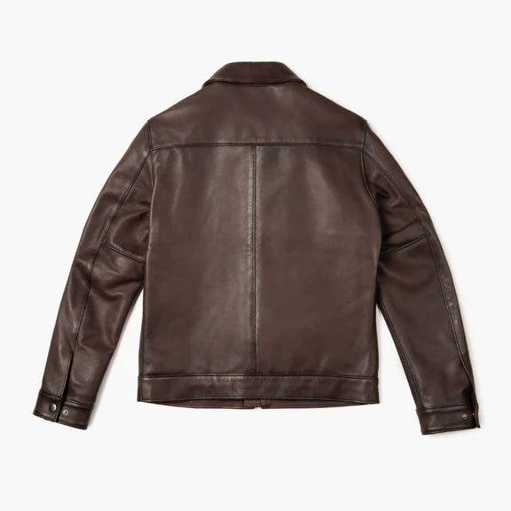 simple brown leather jacket classic leather jacket for men