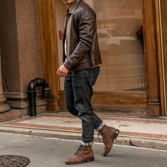 simple brown leather jacket classic leather jacket for men