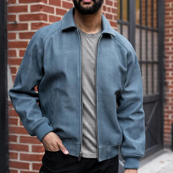 Classic leather jacket simple leather jacket for men