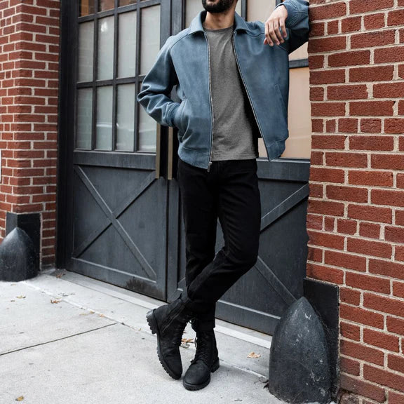 Classic leather jacket simple leather jacket for men