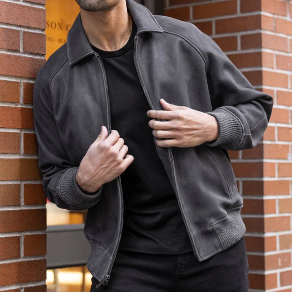 Classic leather jacket simple leather jacket for men