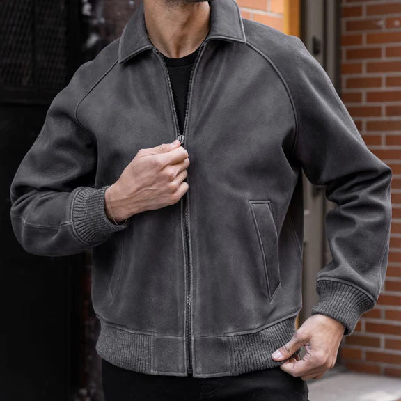 Classic leather jacket simple leather jacket for men