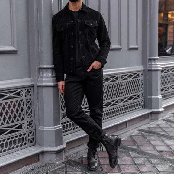 Warm leather jacket for men stylish biker leather coat