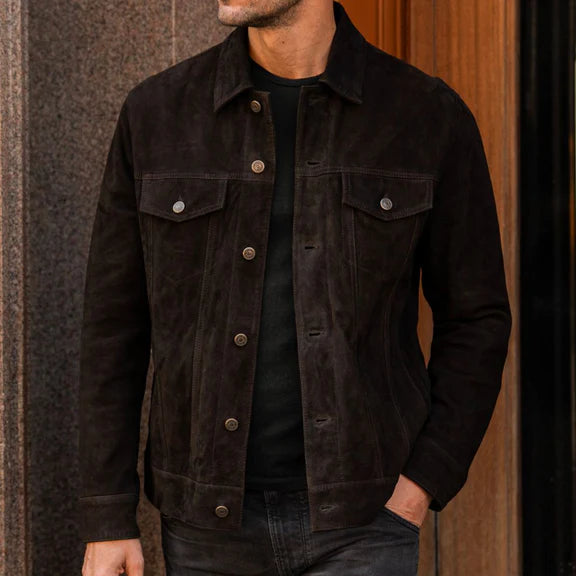 Warm leather jacket for men stylish biker leather coat