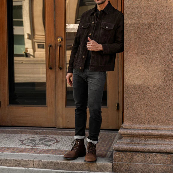 Warm leather jacket for men stylish biker leather coat