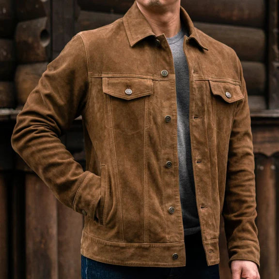Warm leather jacket for men stylish biker leather coat