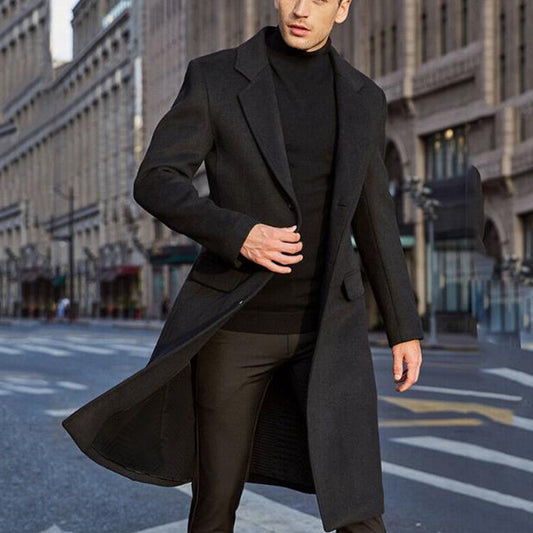 Men's long trench coat woolen coat