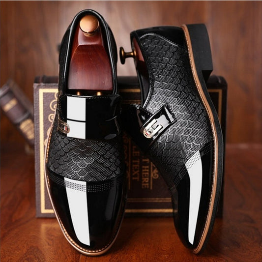 Embossed Men's Leather Shoes, Men's Casual Leather Shoes