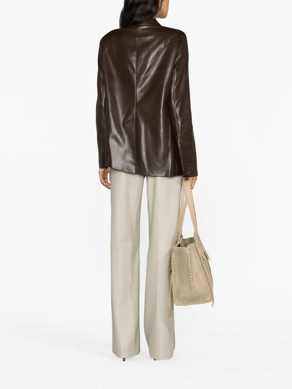 Women’s Dark Brown Genuine Leather Overcoat