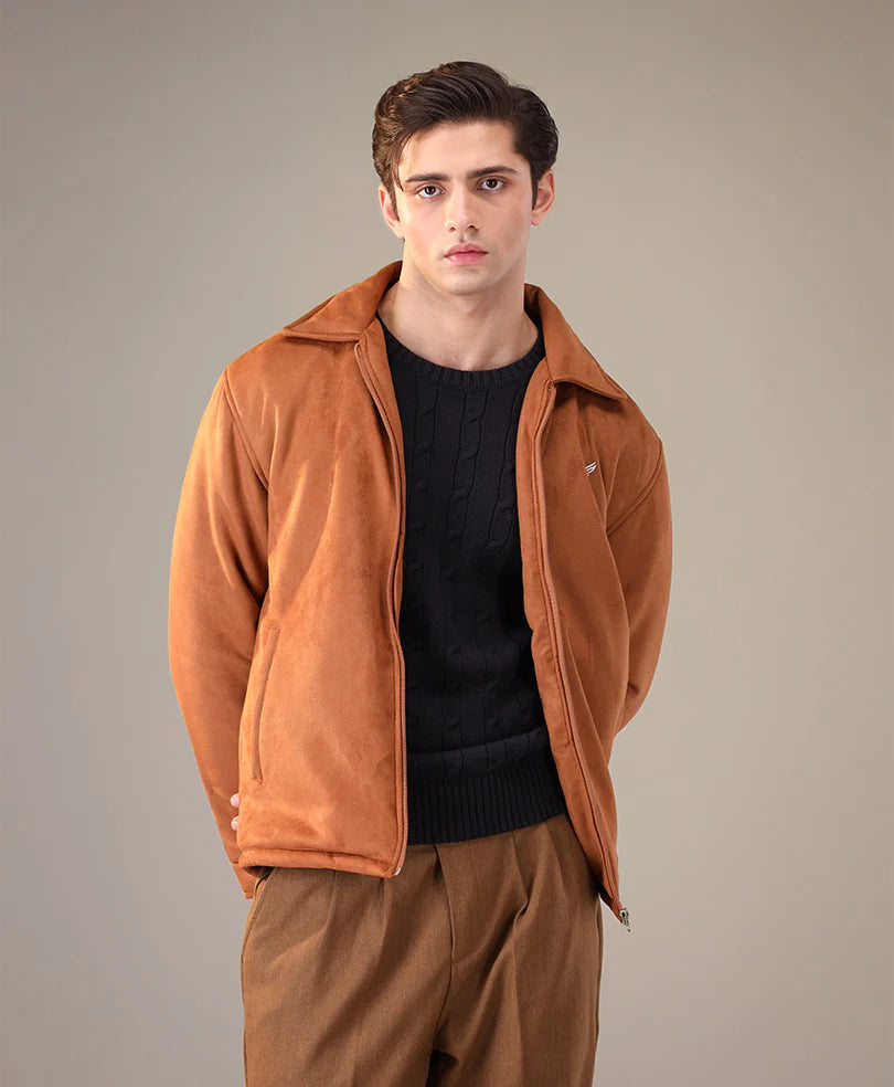 Simple warm leather jacket classic jacket for men