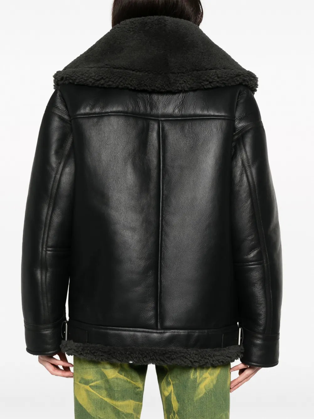 Women's Shearling Lined Black Leather Moto Jacket – Winter Warmth & Style