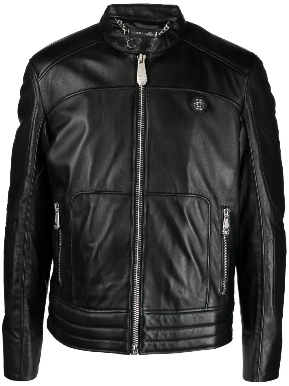 Classic Black Padded Biker Jacket – Genuine Leather Motorcycle Style