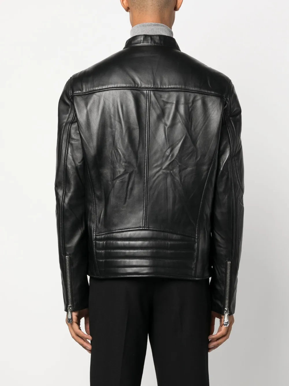 Classic Black Padded Biker Jacket – Genuine Leather Motorcycle Style