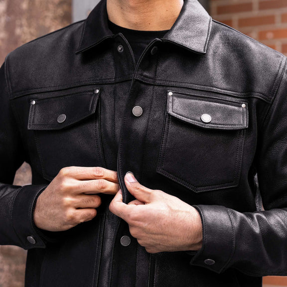Handcrafted vintage leather jacket pur sheepskin leather jacket