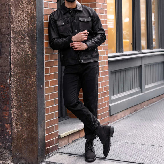 Handcrafted vintage leather jacket pur sheepskin leather jacket