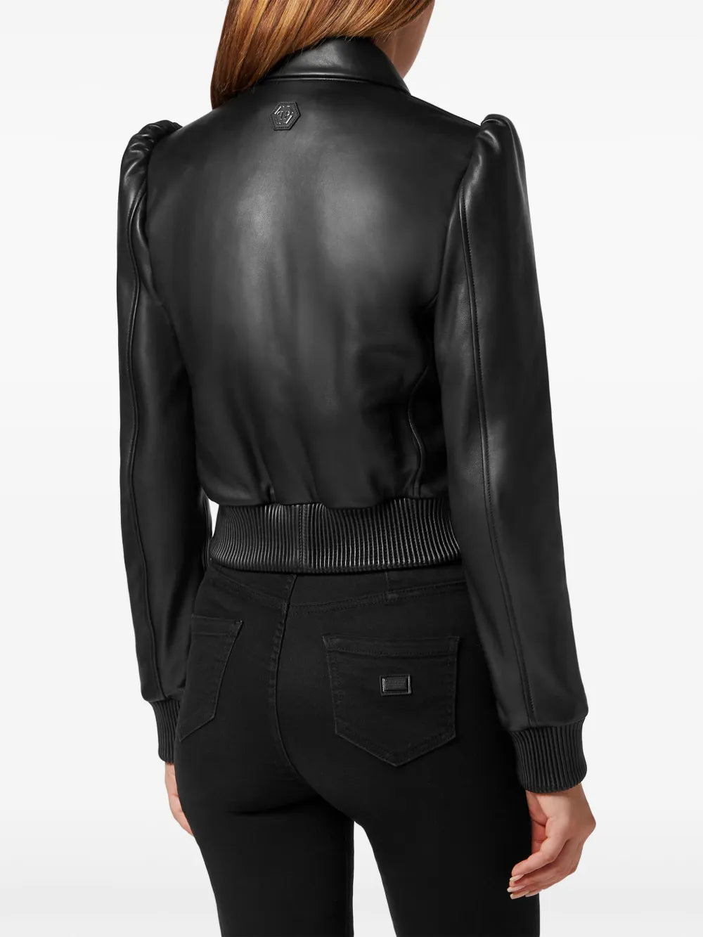 Women's Premium Short Leather Bomber Jacket