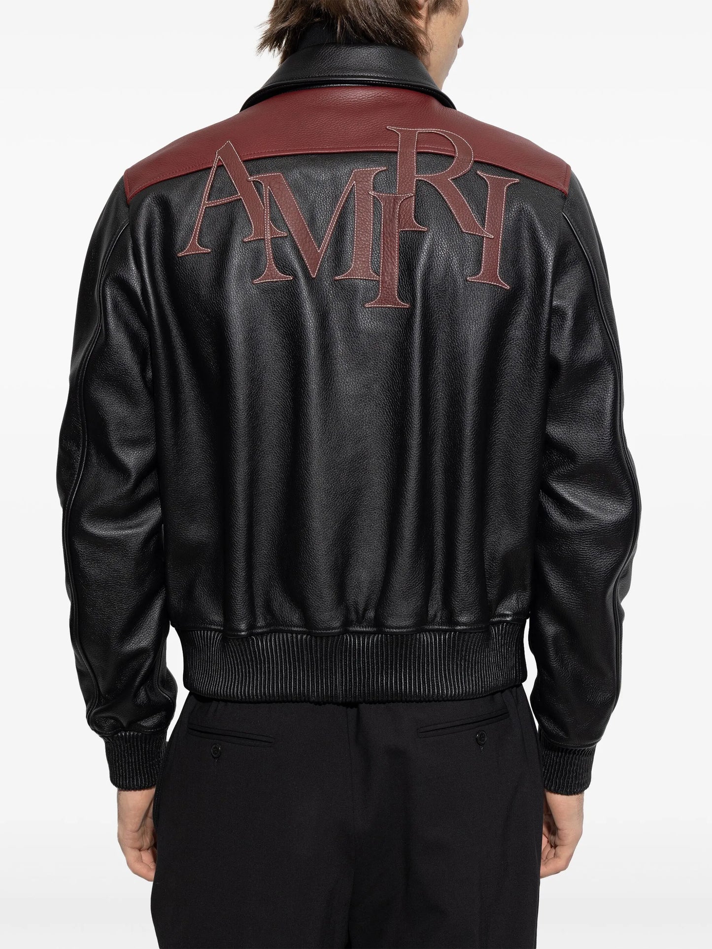 Men’s Classic Logo-Patch Leather Jacket – Modern Streetwear Style