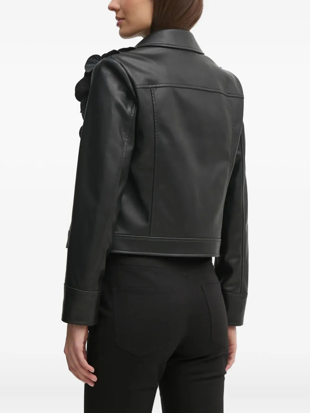 Women’s Floral Embroidered Leather Jacket – Stylish Designer Outerwear