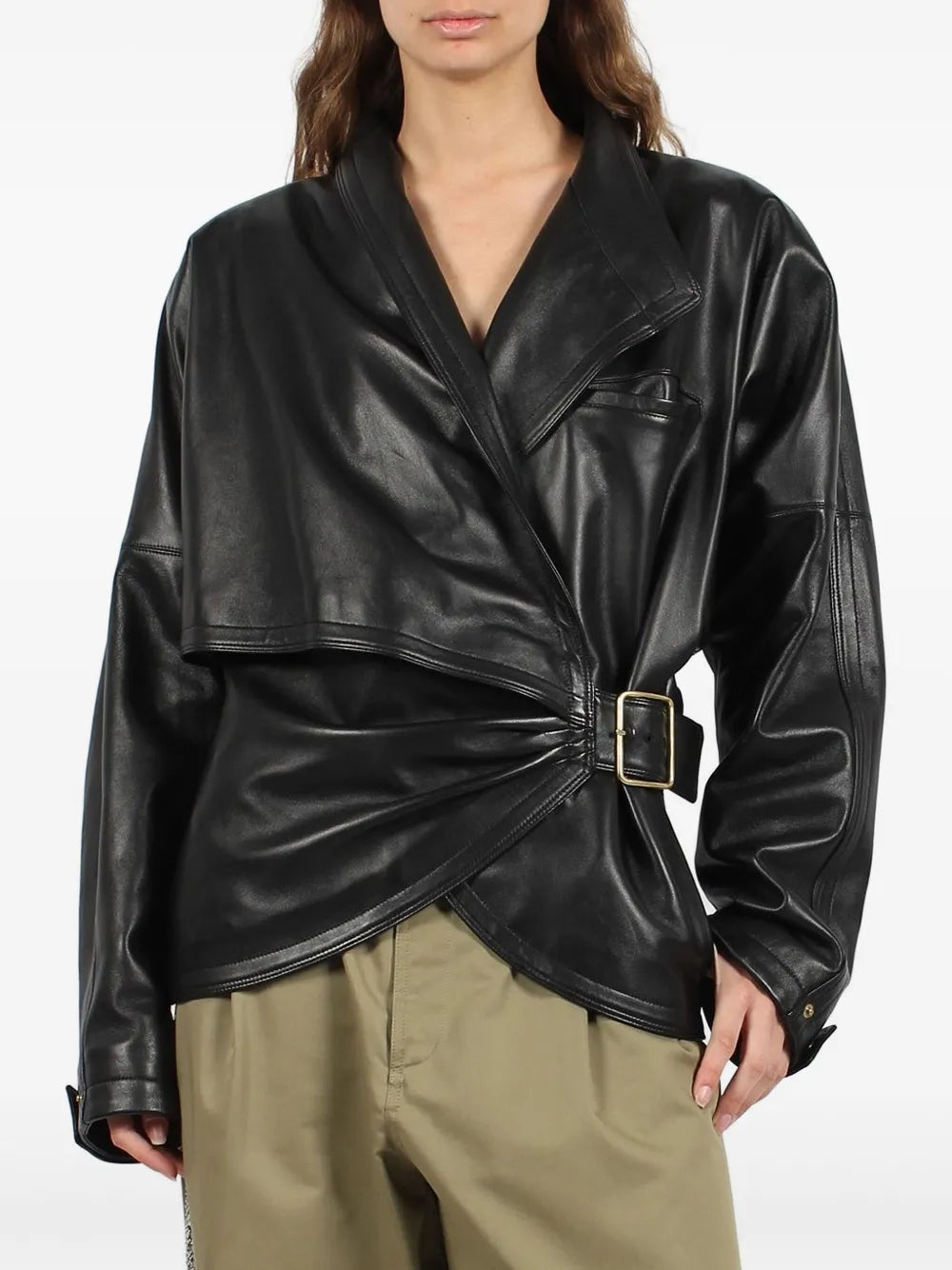 Women’s Cindy Style Leather Jacket – Classic Zip‑Up Moto Design