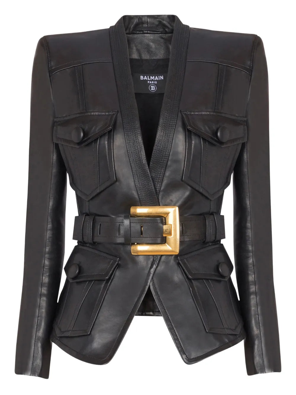 Slim Fit Belted Leather Jacket – Modern Cut with Adjustable Waist Belt