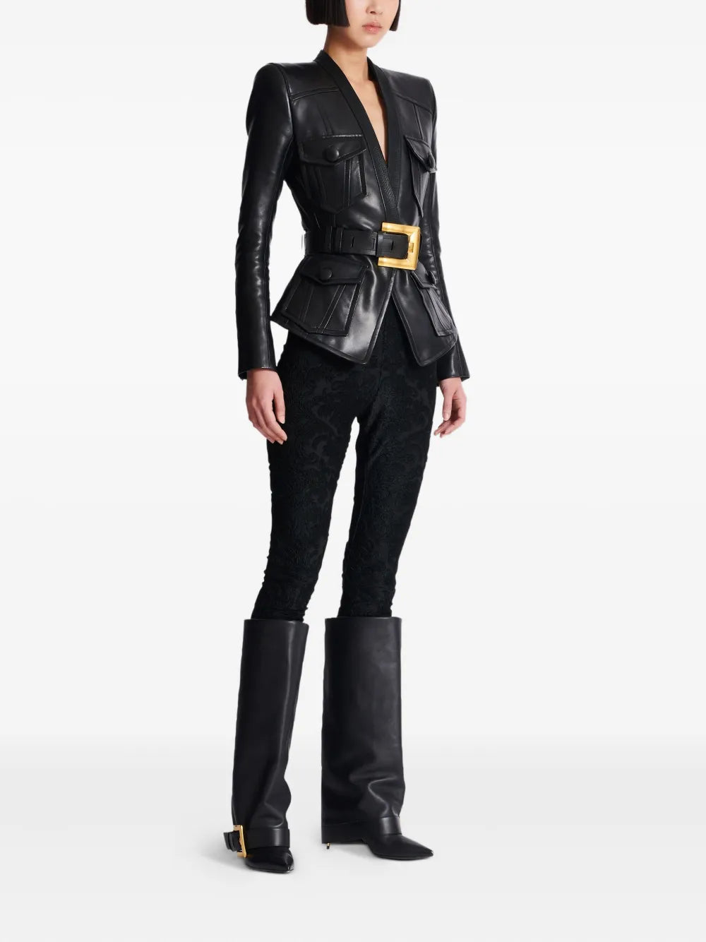 Slim Fit Belted Leather Jacket – Modern Cut with Adjustable Waist Belt