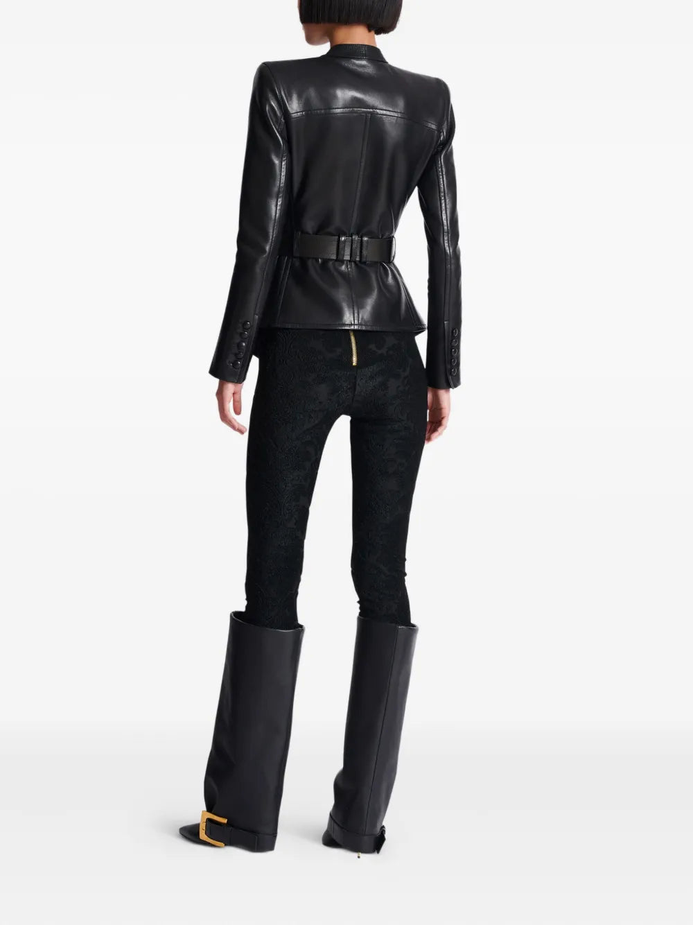 Slim Fit Belted Leather Jacket – Modern Cut with Adjustable Waist Belt