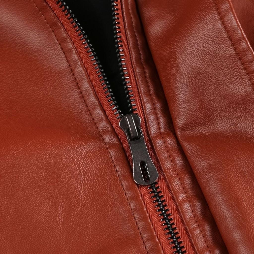 Thin Men's Lapel Large Pocket Leather Jacket Motorcycle Leather Jacket
