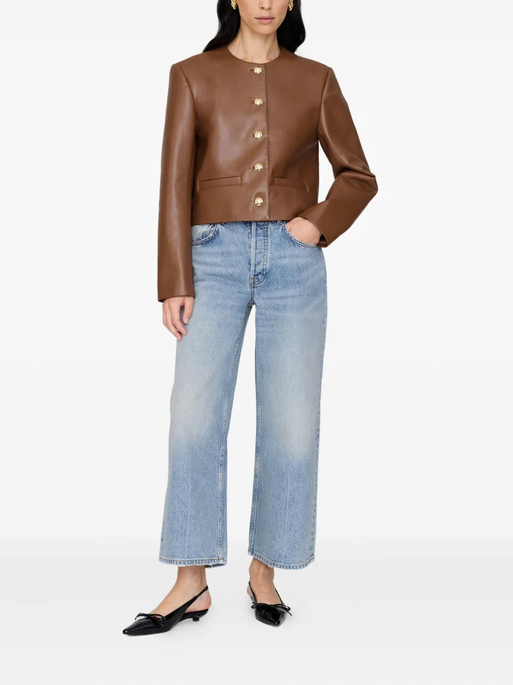 Classic Brown Genuine Leather Jacket for Women