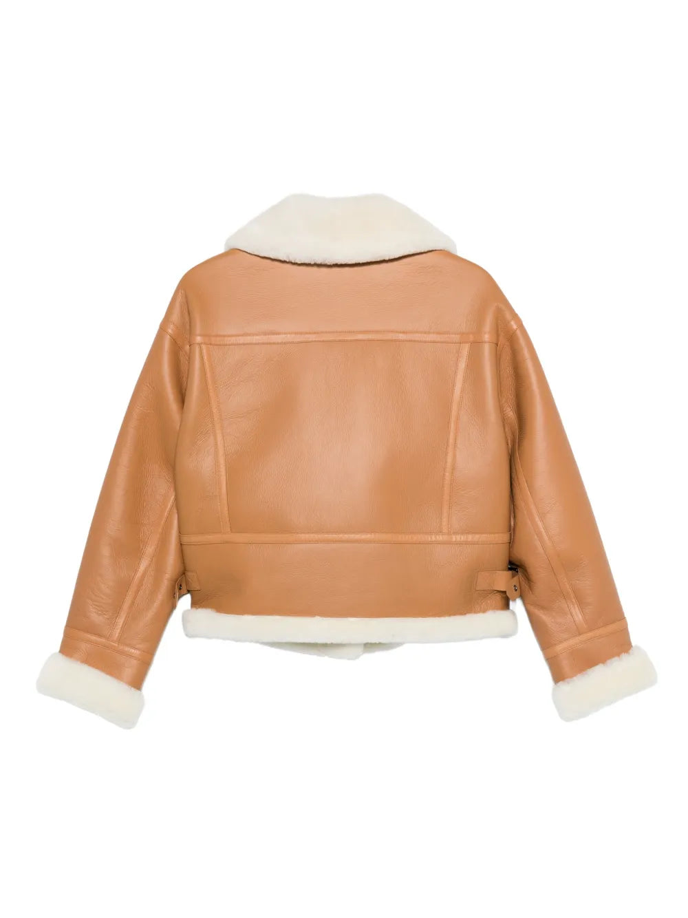 Shearling Collar Leather Biker Jacket – Warm Winter Leather Coat