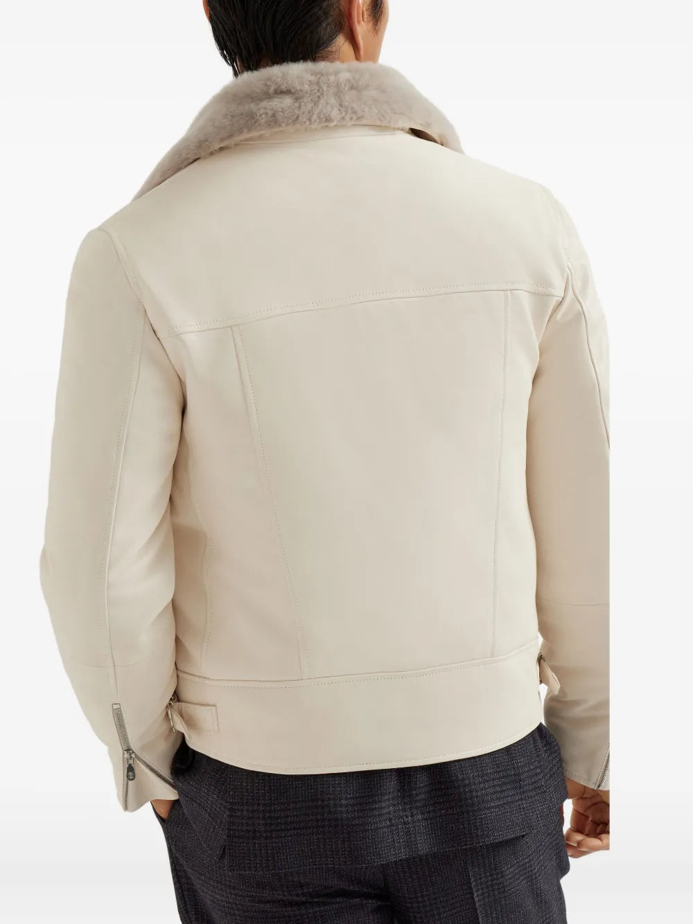 Classic Fur Collar Leather Jacket for Winter Warmth
