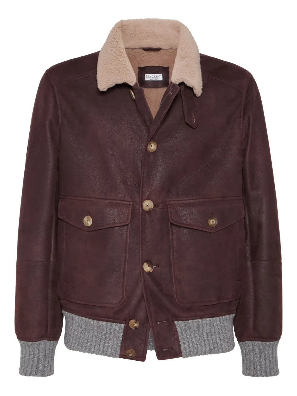 Men’s Shearling-Collar Classic Leather Jacket