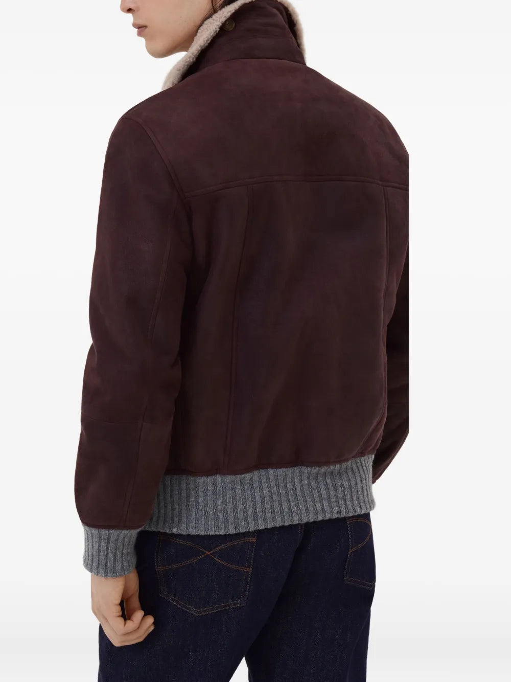 Men’s Shearling-Collar Classic Leather Jacket