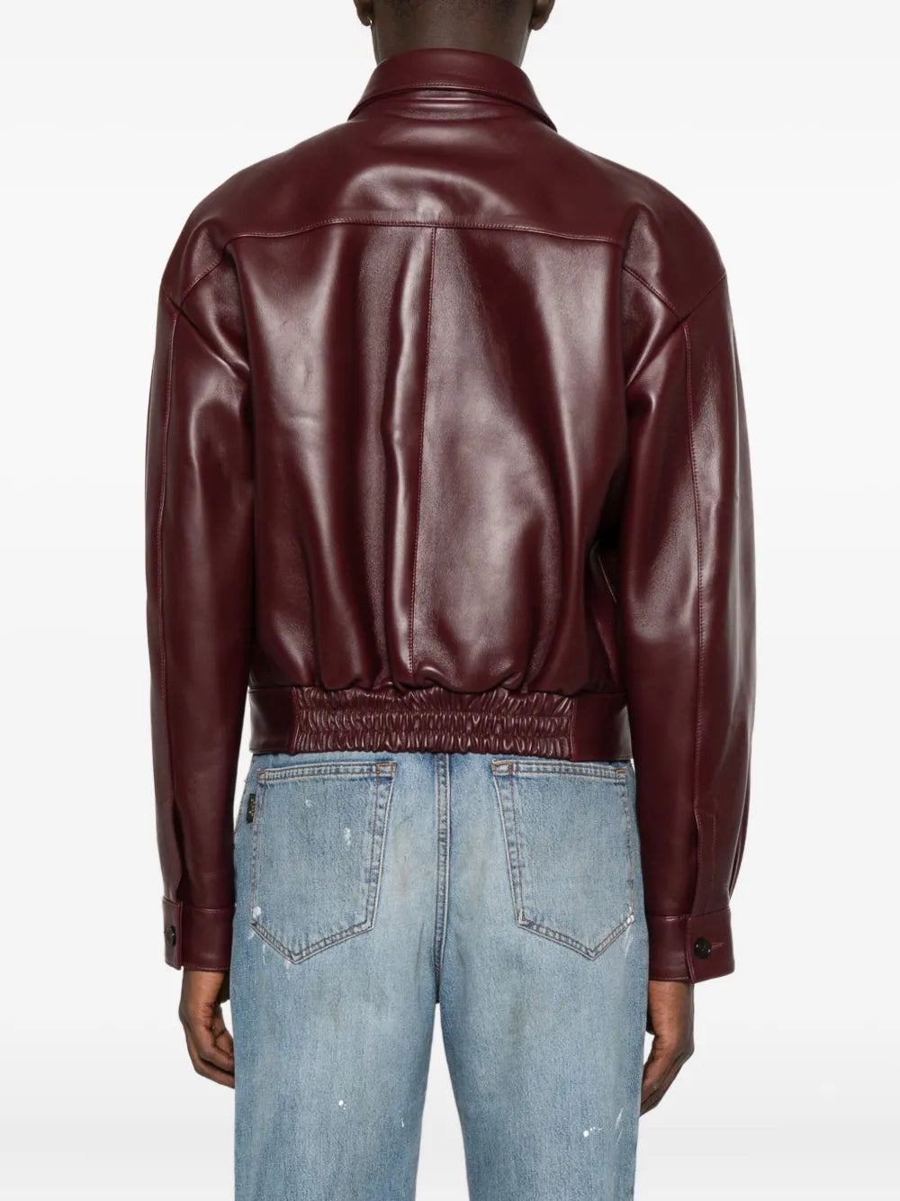 Genuine Leather Utility Jacket with Front Pockets