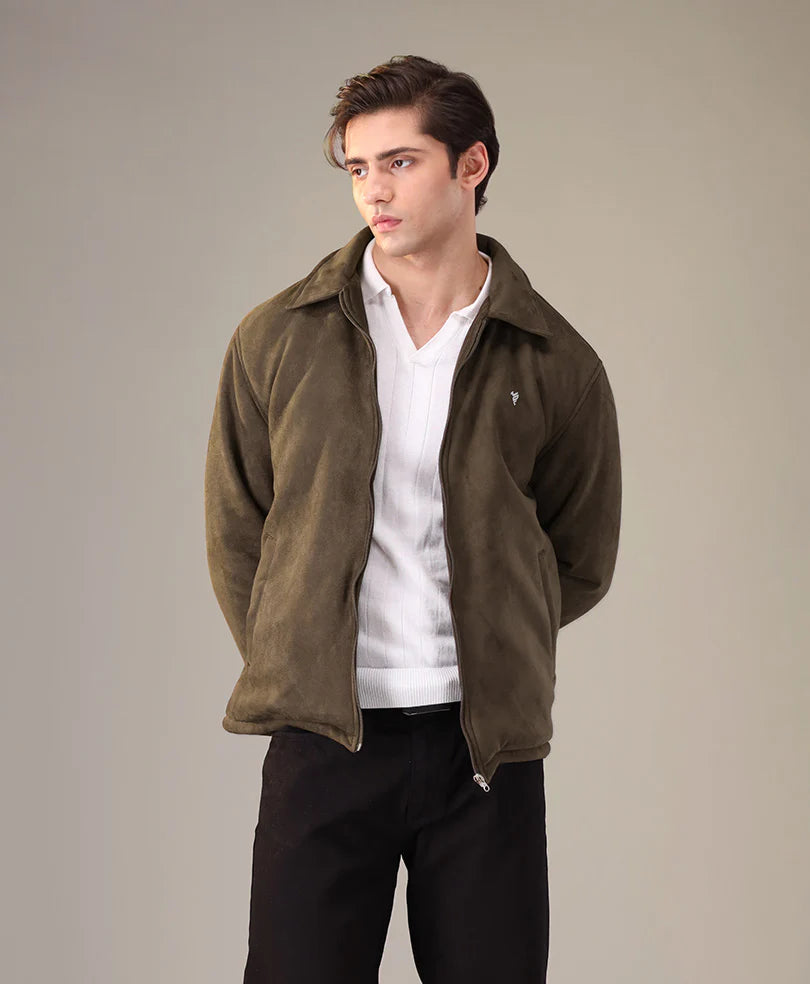 Simple warm leather jacket classic jacket for men
