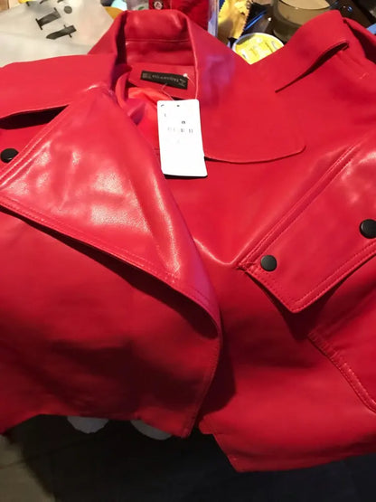 Red Leather Jacket for women