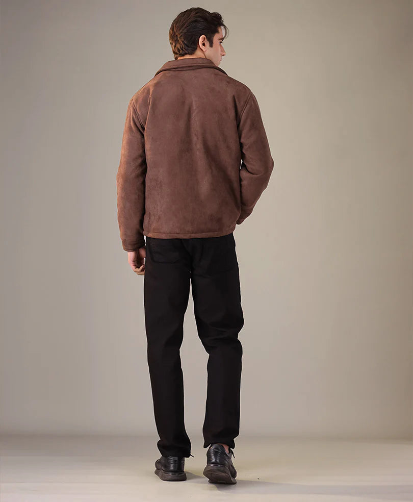 Simple warm leather jacket classic jacket for men