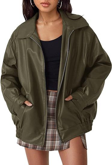 Women's Oversized Leather Jacket, Motorcycle Jacket