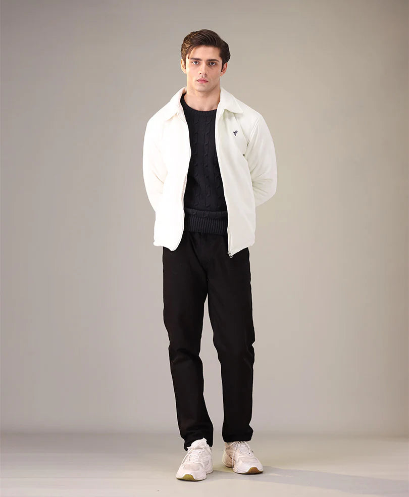 Simple warm leather jacket classic jacket for men
