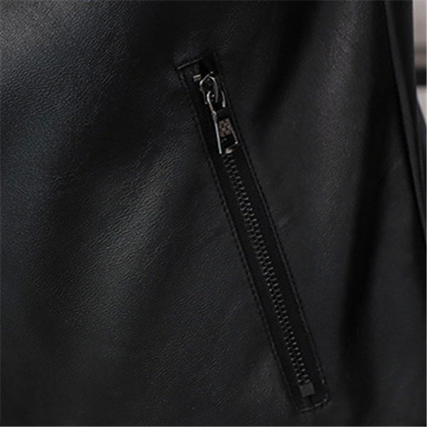 Mid-length leather jacket