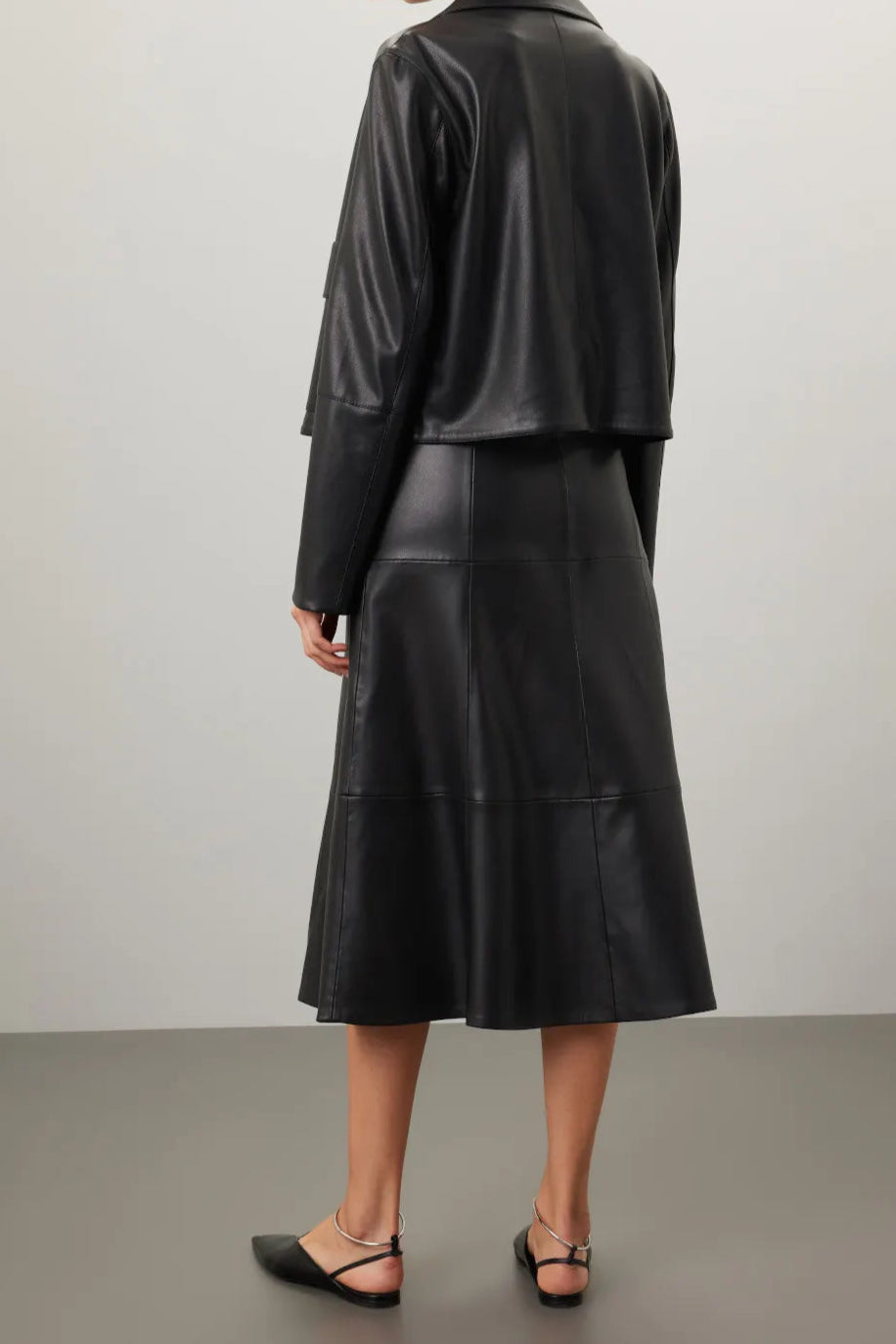 Classic black leather jacket for women