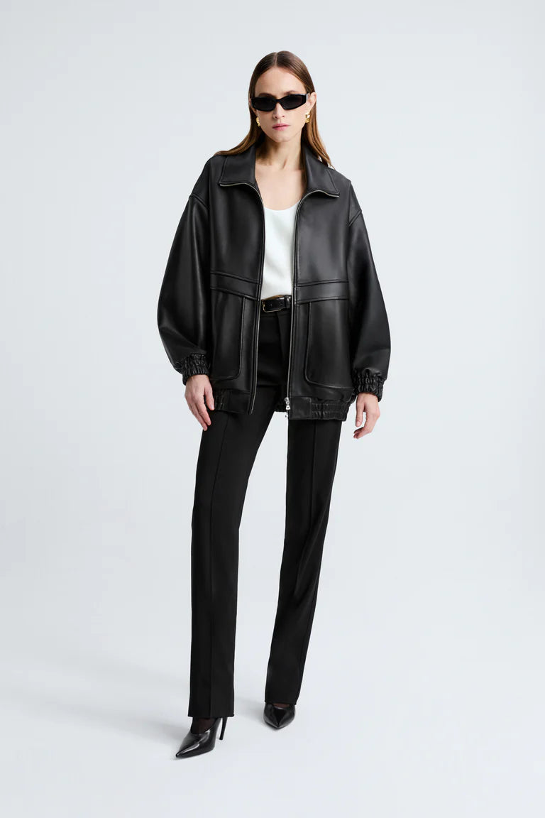 Modern classic leather jacket loose women jacket