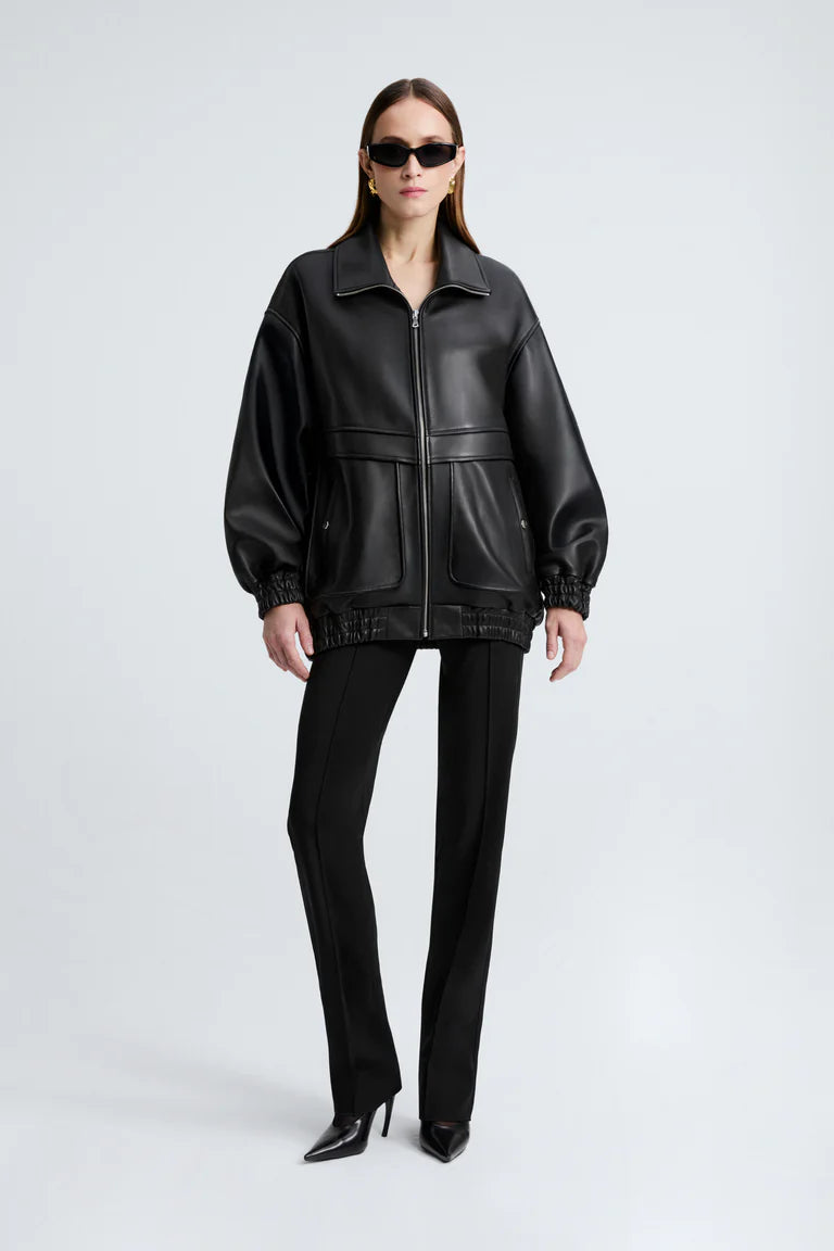 Modern classic leather jacket loose women jacket