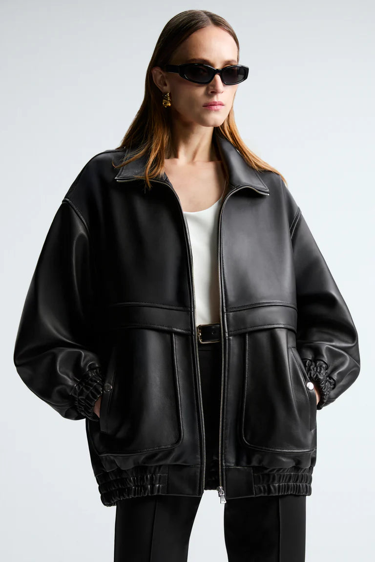 Modern classic leather jacket loose women jacket