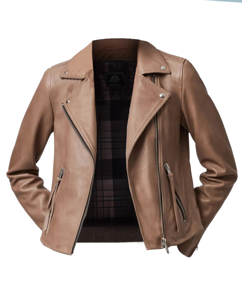 Women short leather coat biker leather jacket