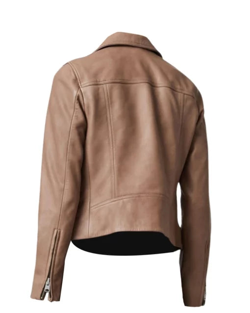 Women short leather coat biker leather jacket