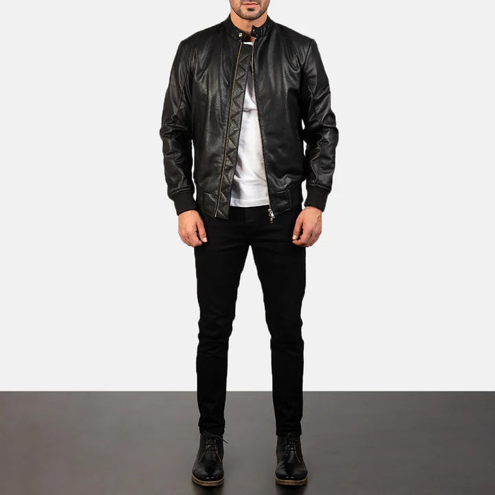 Black leather jacket bomber design jacket leather jacket for men