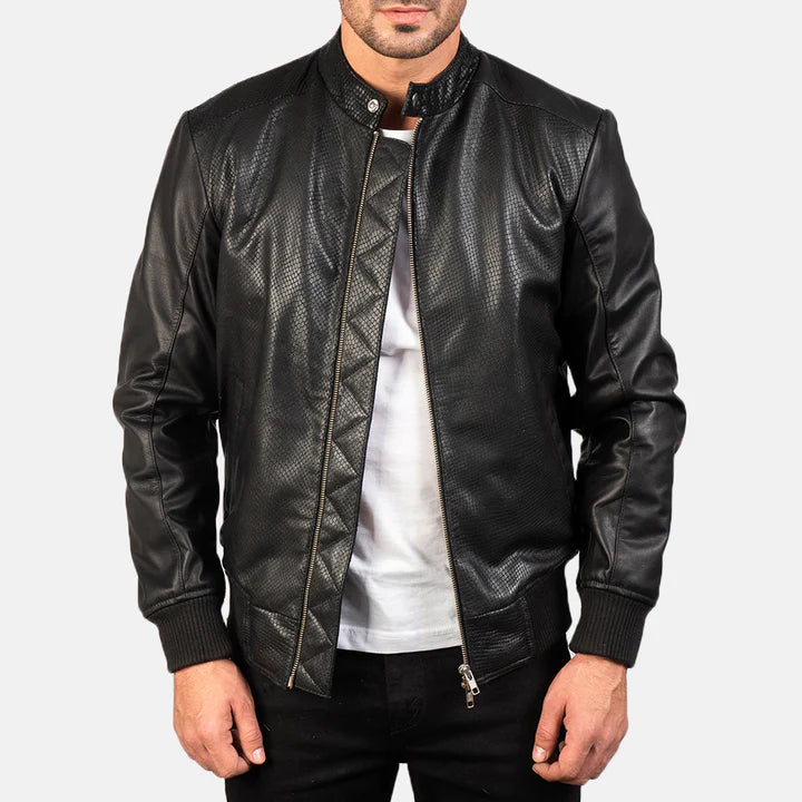 Black leather jacket bomber design jacket leather jacket for men