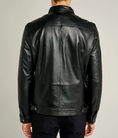 Genuine leather jacket for men sheepskin leather biker jacket